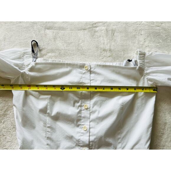 Lela Rose PEARL Women's Elbow-Sleeve Off-The-Shoulder Poplin Top White Sz 6 $295 - Picture 13 of 16